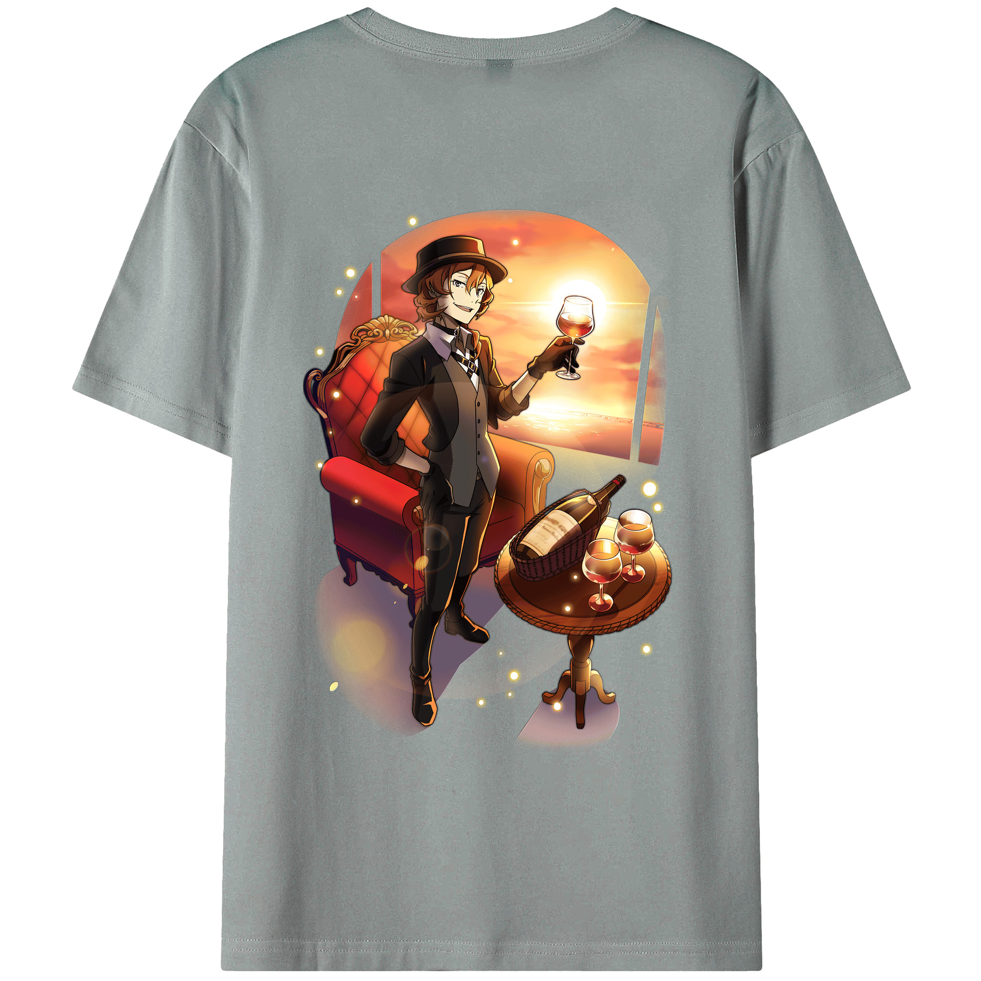 （画像用） 文豪ストレイドッグス Bungo Stray Dogs 綿100％ メンズ半袖Tシャツ（バックプリント） 通気性